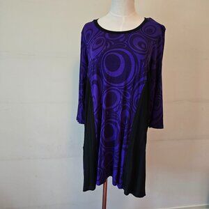 Babs Vancouver - Boutique Tunic in Purple Circles & Swirls, Inset Black